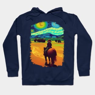 Lady riding a Horse on a Starry Night Hoodie